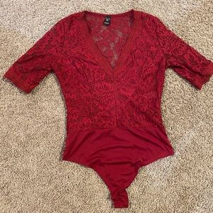 Red Lace Windsor Body Suit